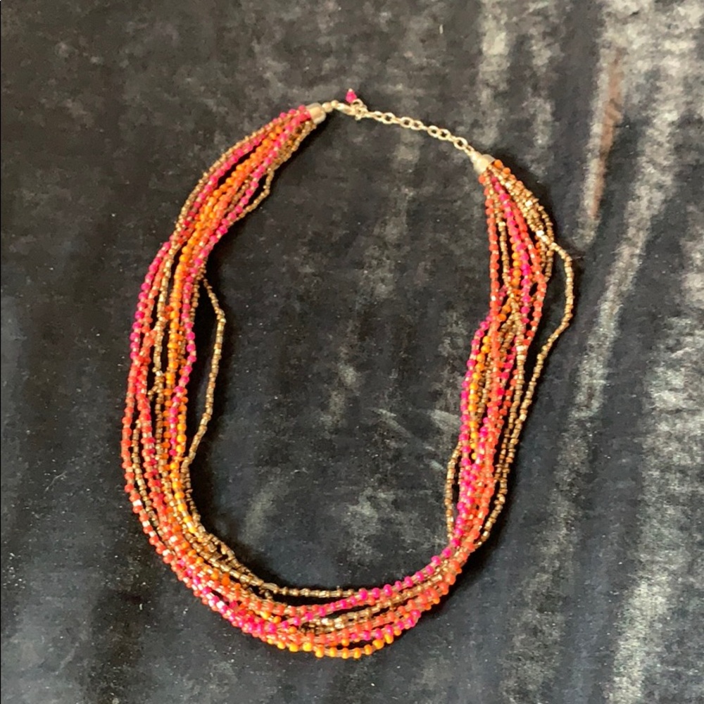 Red Multicolor Beaded Necklace